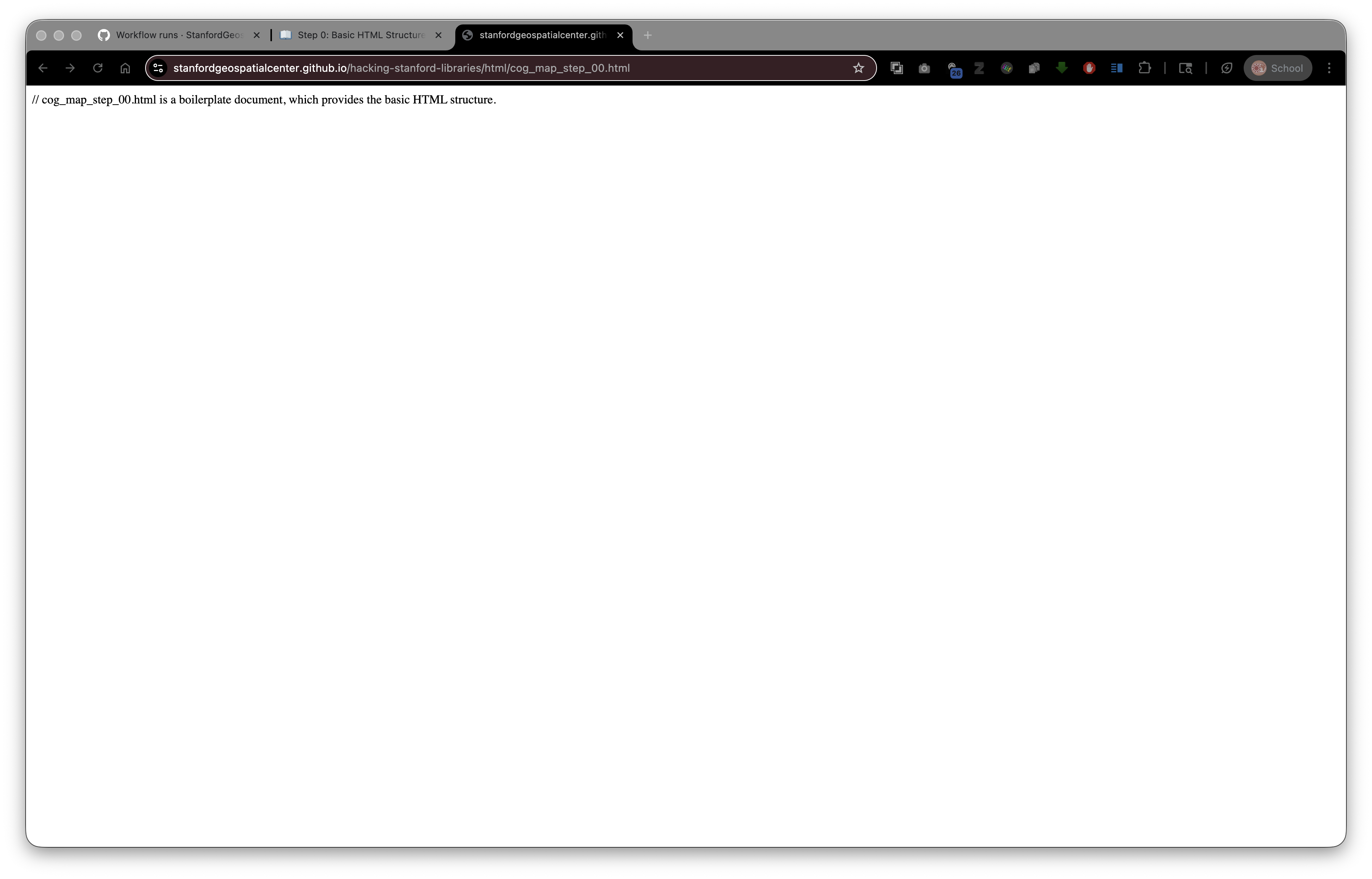 Step 0: Basic HTML structure - A blank HTML page with basic document structure