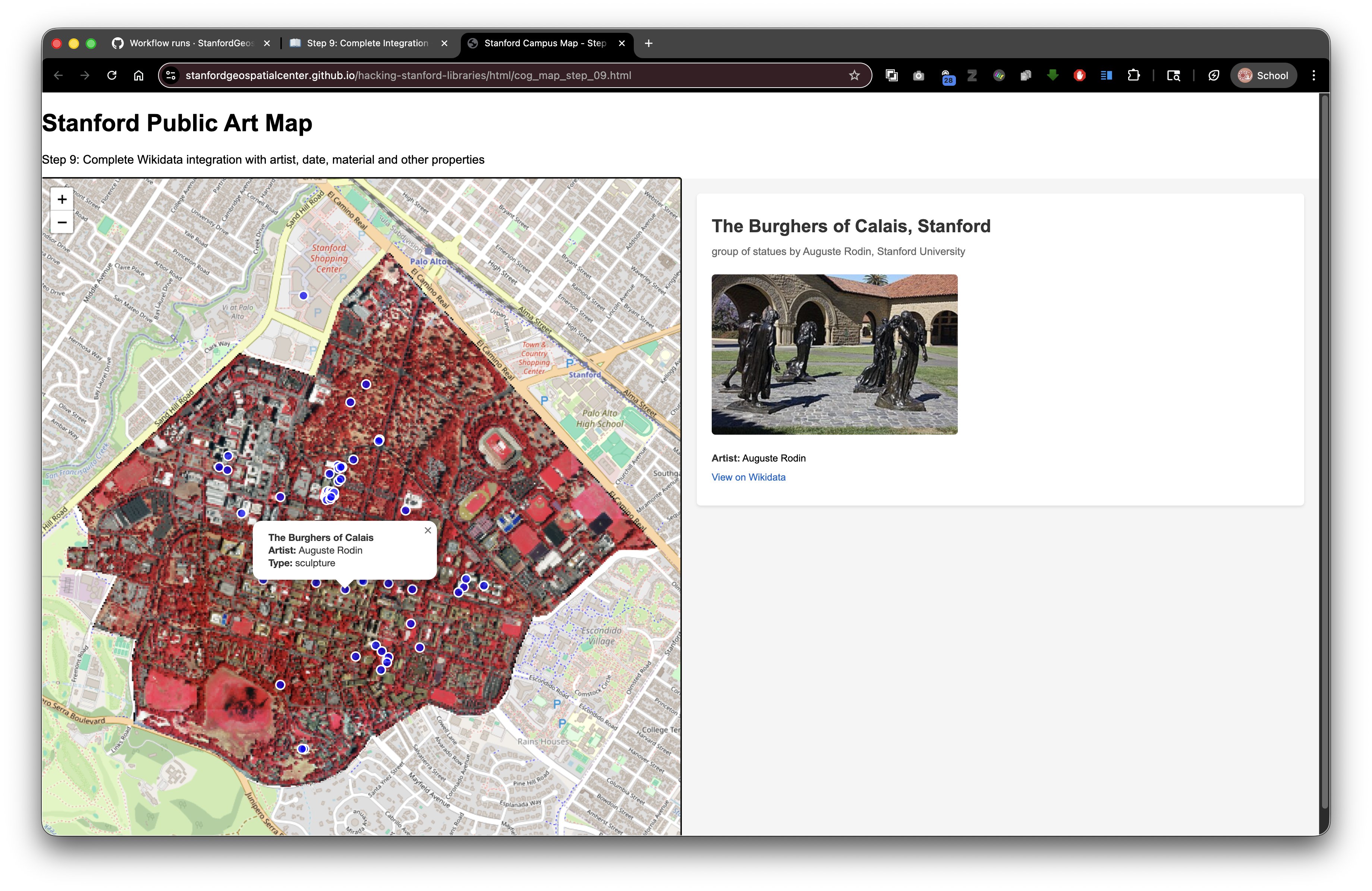Step 9: Complete application with full Wikidata integration showing artist, images, and metadata