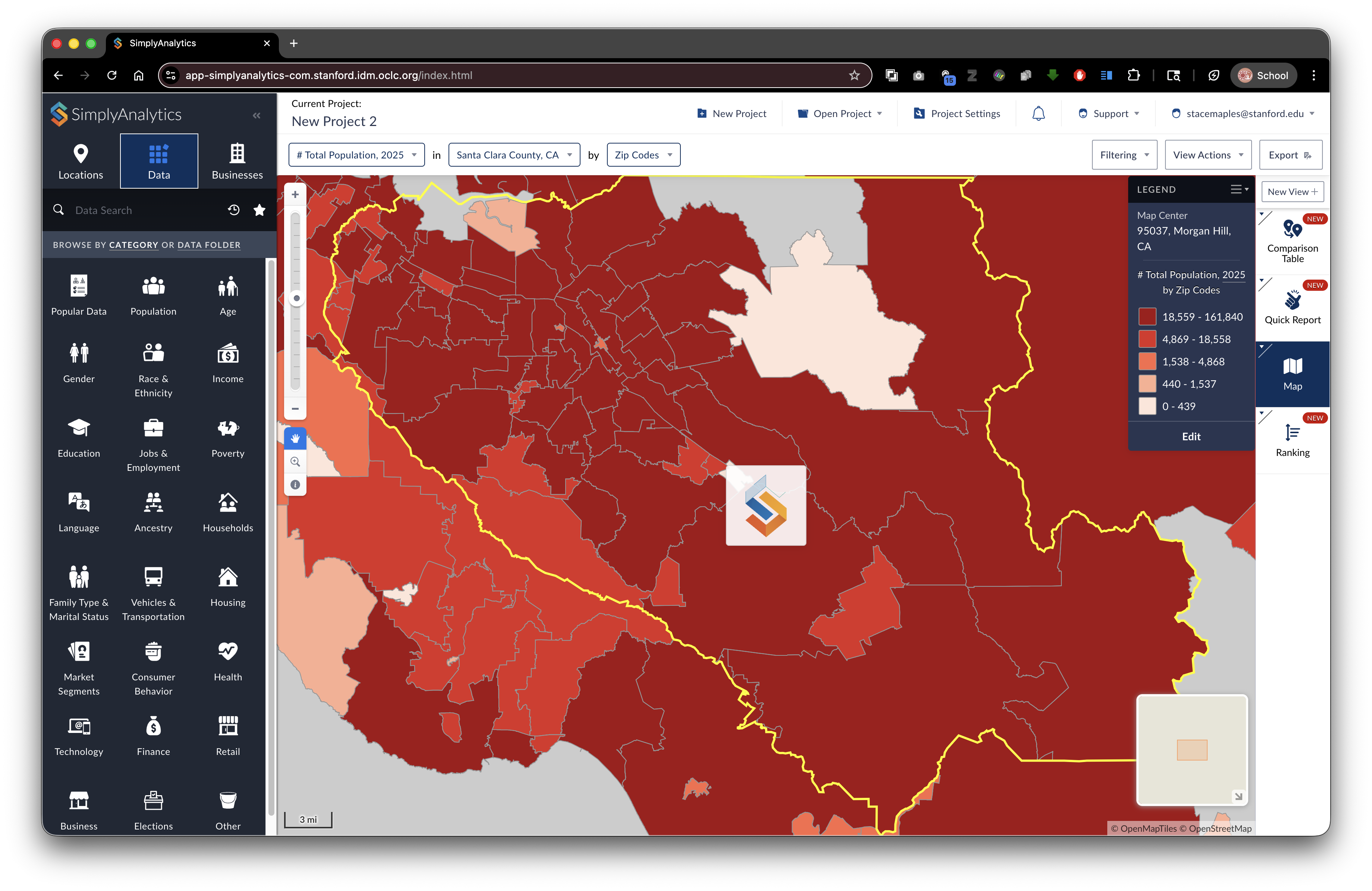 Map view (Zip Codes)
