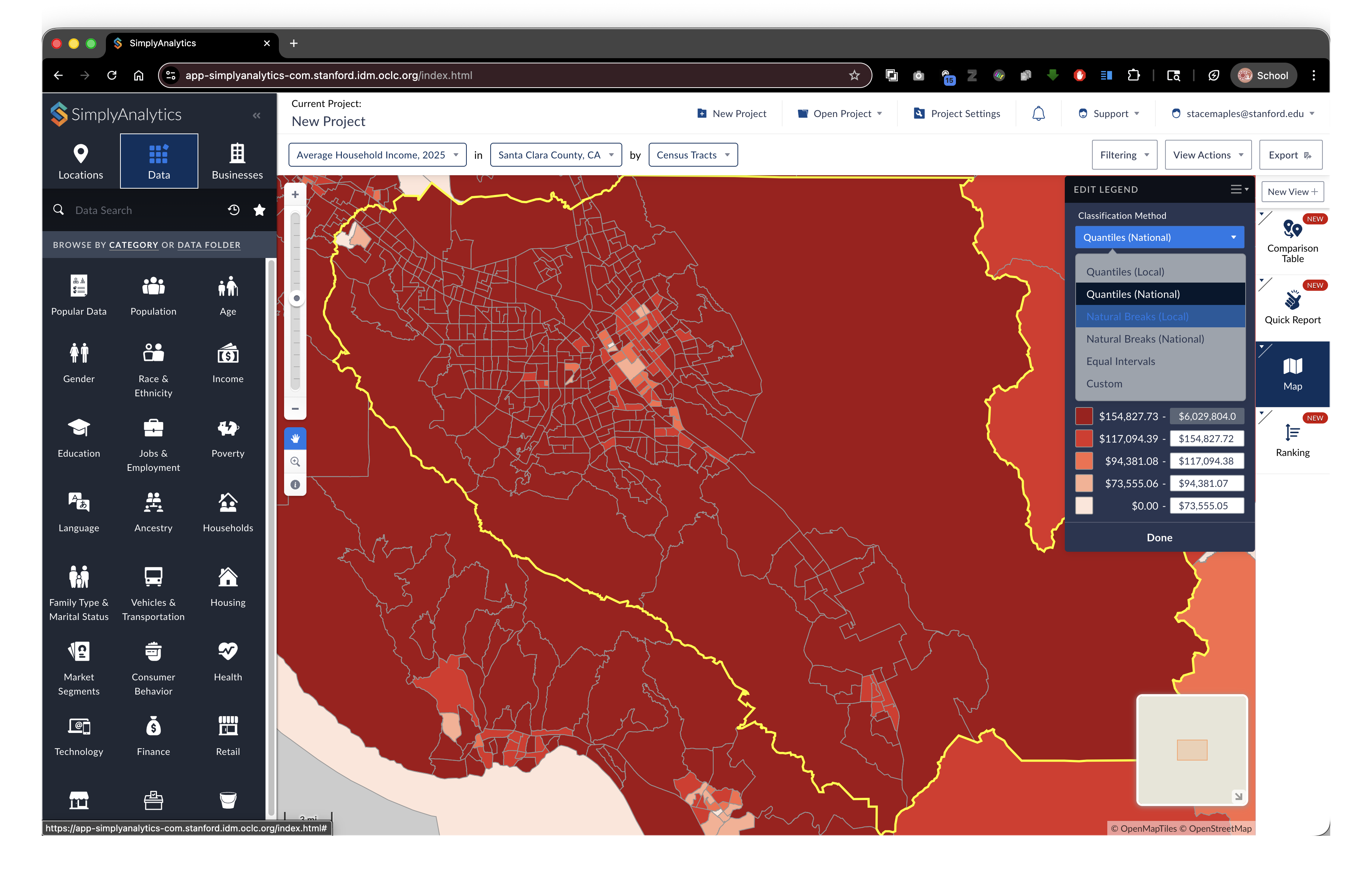 Legend classification options