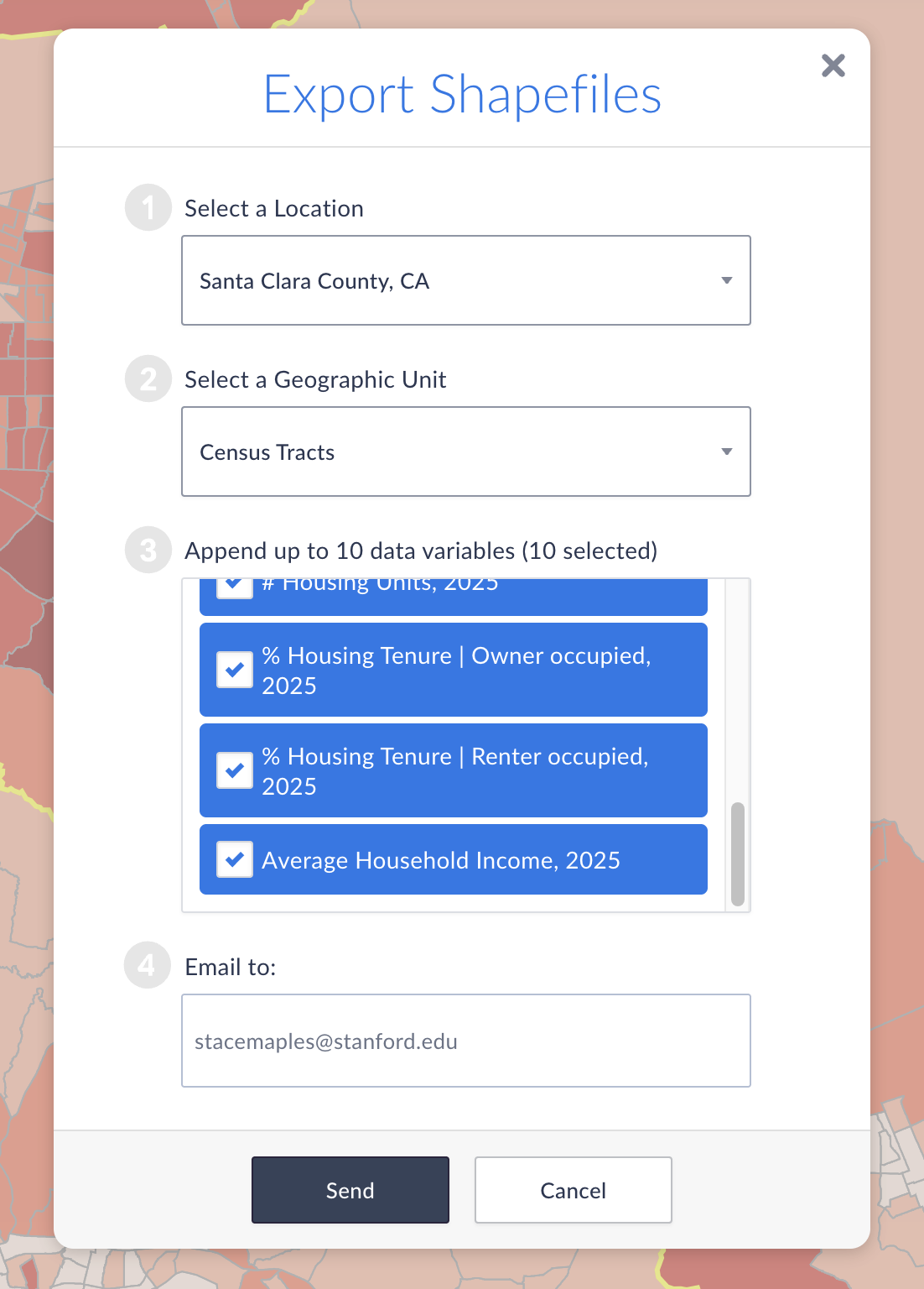 Export Shapefiles dialog